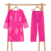 Shocking Pink Embroidered 2 piece girl Lawn Suit