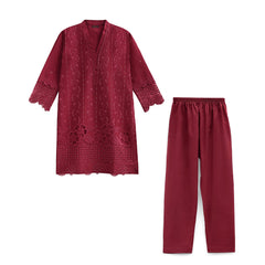 Classic Maroon 2-Piece Embroidered Lawn Suit