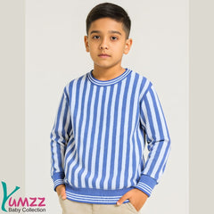 Premium Old Money striped knitted shirt for kids, soft and comfortable wear by Yumzz.pk.