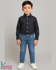 Stylish Black Shirt & Denim Jeans Set for Boys