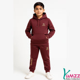 Stylish boys tracksuit with hoodie and Good World logo from Yumzz Baby Collection. Perfect for active days and casual wear.