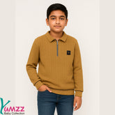 Cozy zip-top winter sweatshirt for boys in stylish design from Yumzz Baby Collection. Perfect for chilly days and available in multiple colors.