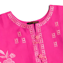 Shocking Pink Embroidered 2 piece girl Lawn Suit