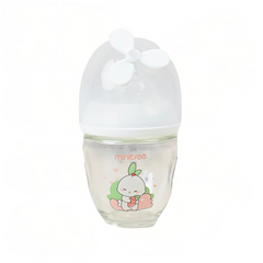 MiniTree PPSU baby feeder bottle with white flower cap and cute bear design – 100ml anti-colic and BPA-free bottle for infants.