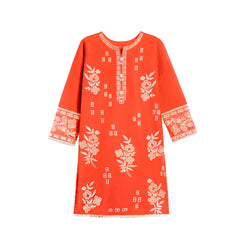 Orange 2 piece girl Lawn Suit