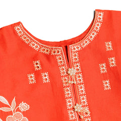 Orange 2 piece girl Lawn Suit