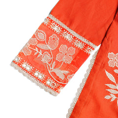 Orange 2 piece girl Lawn Suit