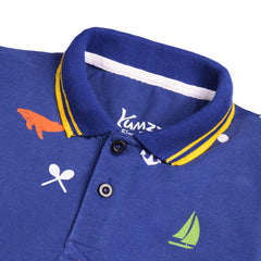 Classic Printed Polo Blue T-Shirt