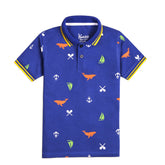 Classic Printed Polo Blue T-Shirt
