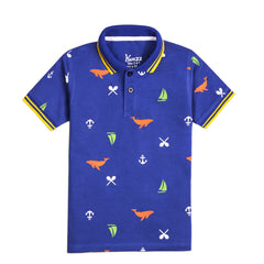 Classic Printed Polo Blue T-Shirt