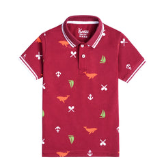 Classic Printed Polo Red T-Shirt