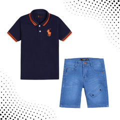 Grand Deal – blue Polo & blue Shorts Set for Boys