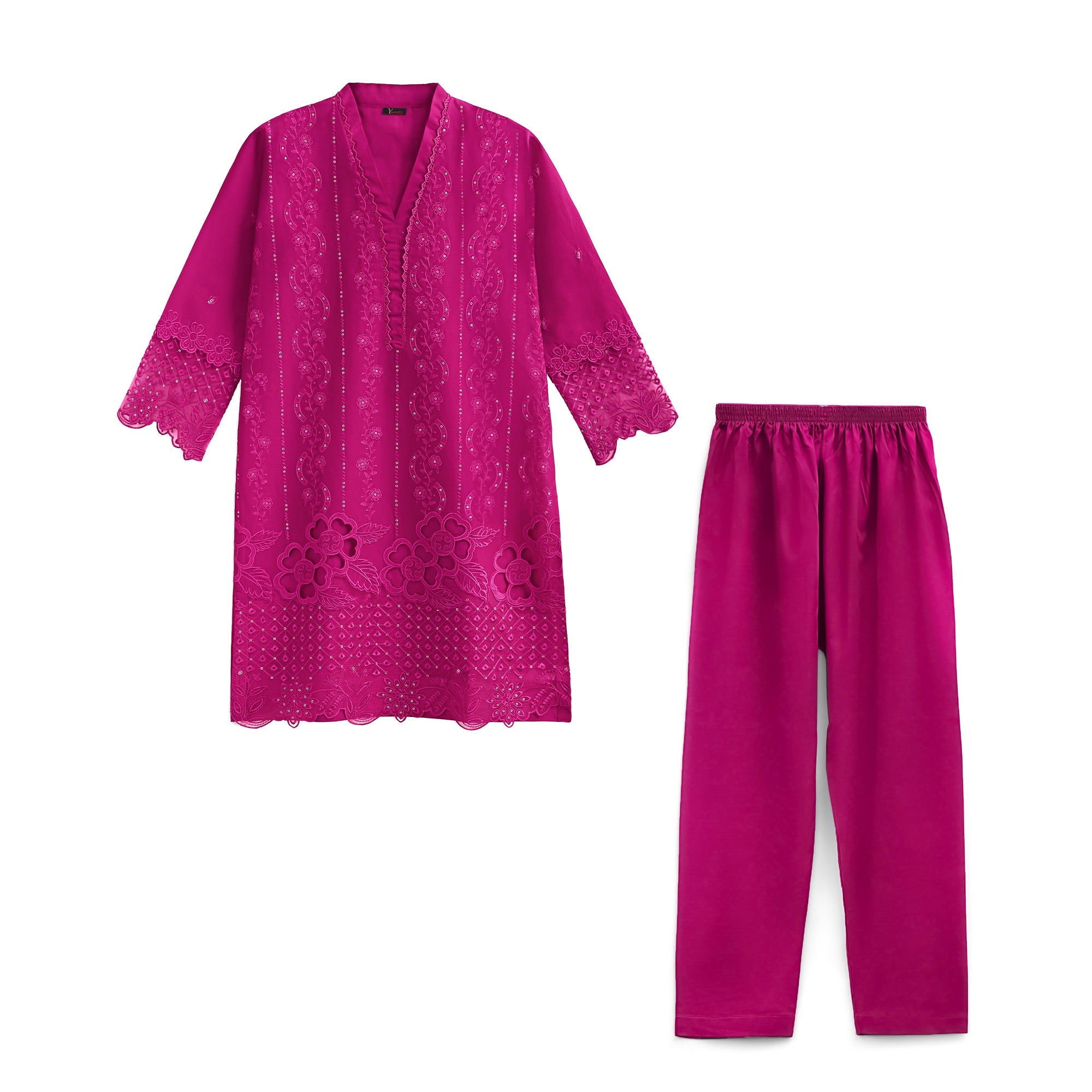 Classic Shocking pink 2-Piece Embroidered Lawn Suit