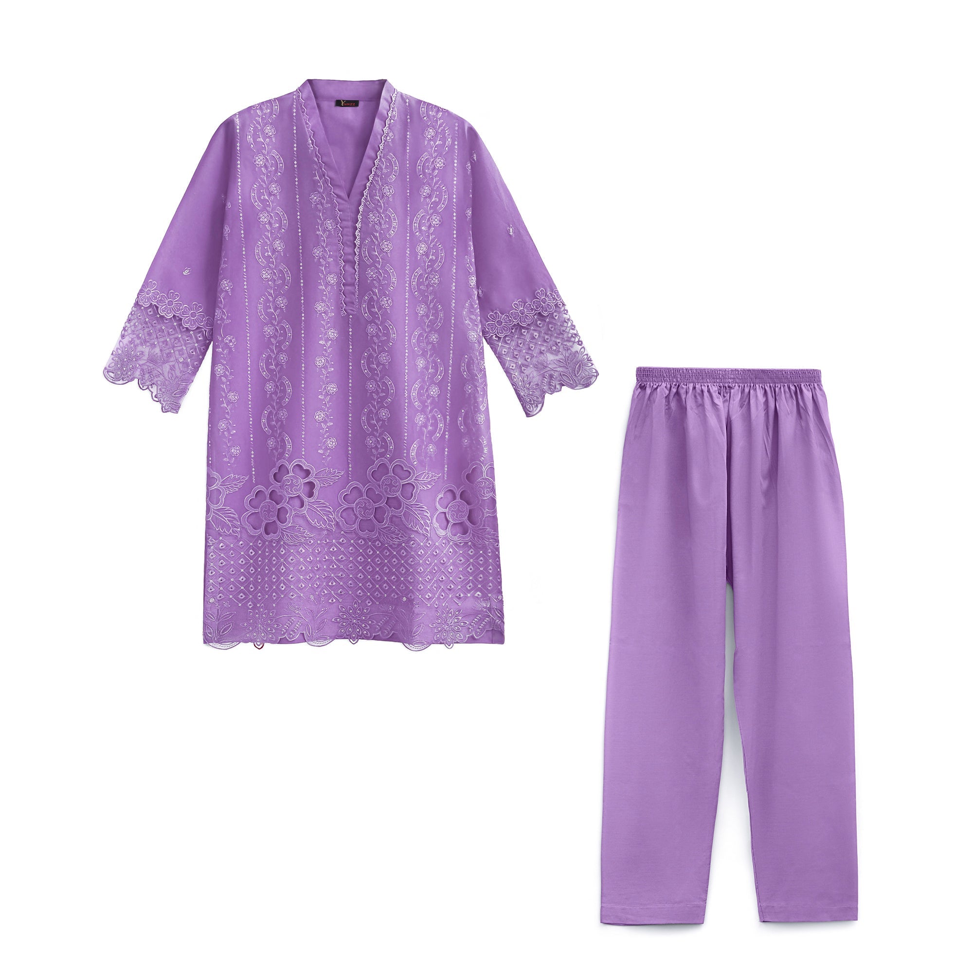 Classic Purple 2-Piece Embroidered Lawn Suit