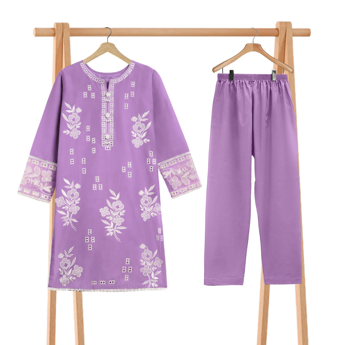 Floral Lilac 2 piece girl Lawn Suit