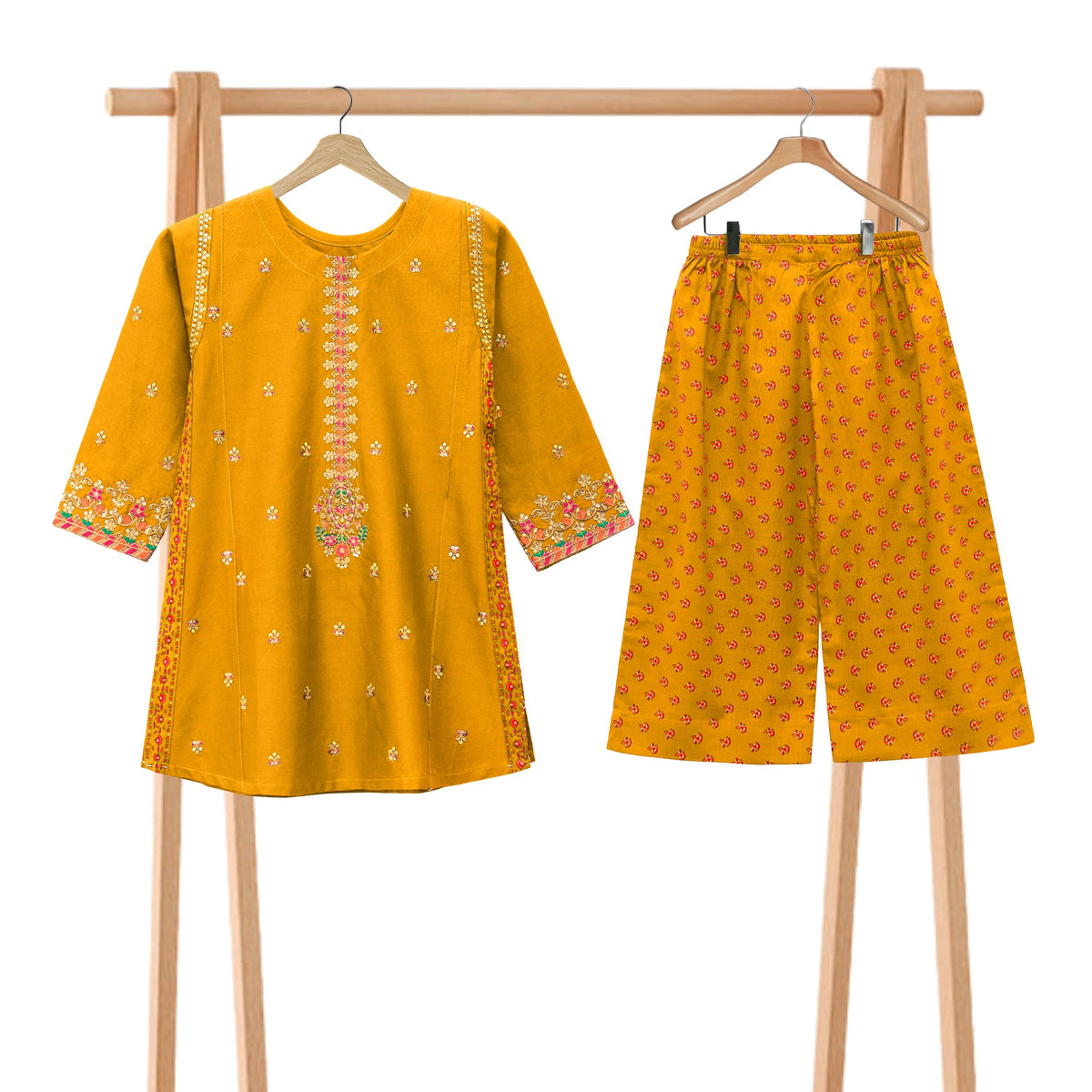 Embroidered Mustered 2 Piece Suit 104