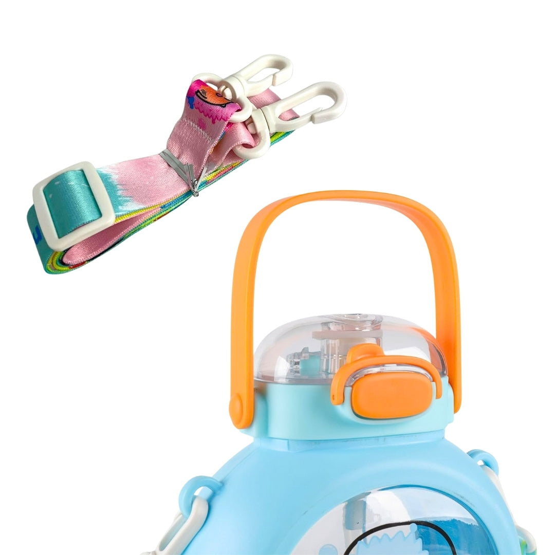 Cute pink 800ml cartoon water bottle with strap for kids – Yumzz.pk