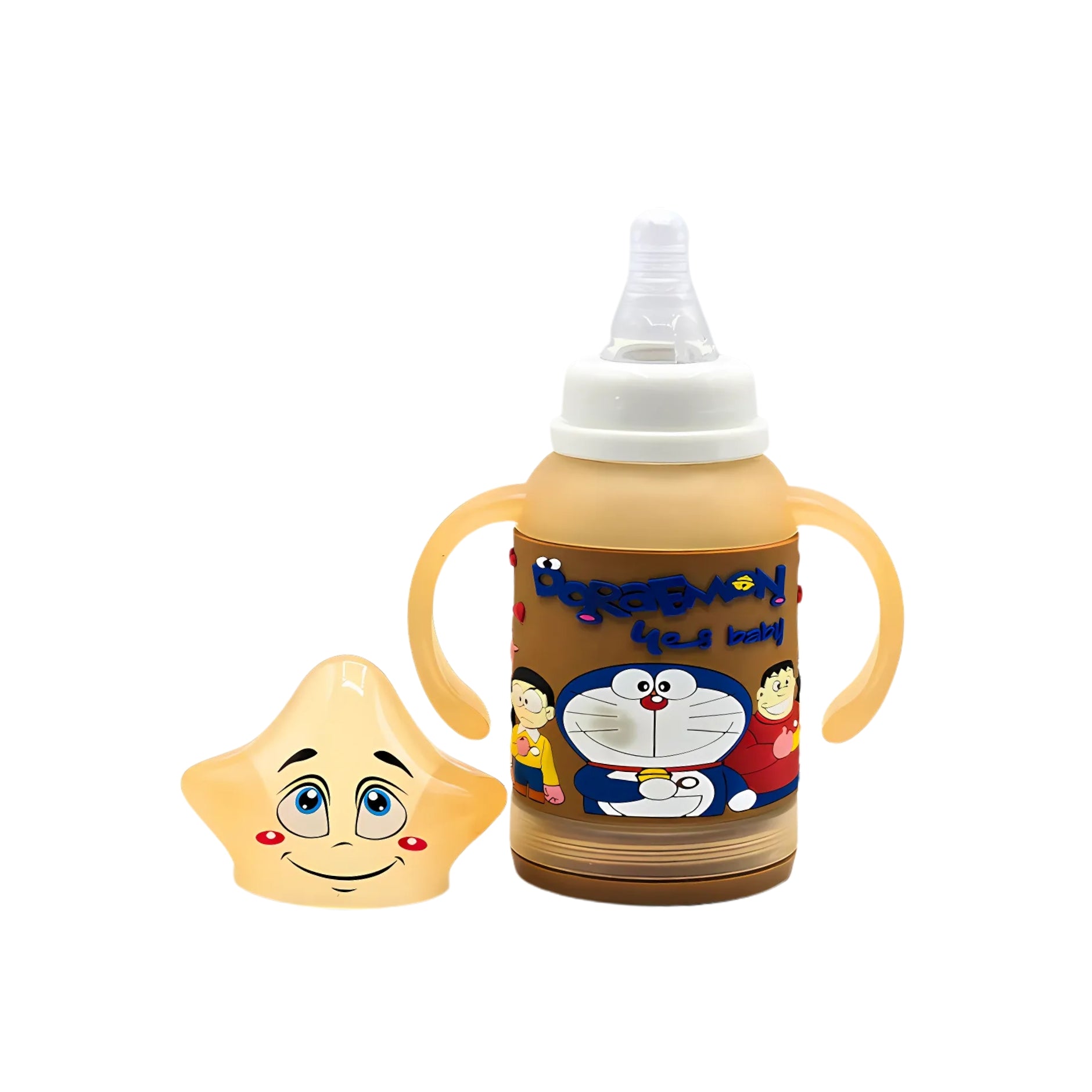 Doraemon Baby Feeder 120ml with Star-Shaped Cap, BPA-Free, Leak-Proof and Easy-to-Hold Handles for Infants