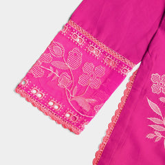 Shocking Pink Embroidered 2 piece girl Lawn Suit