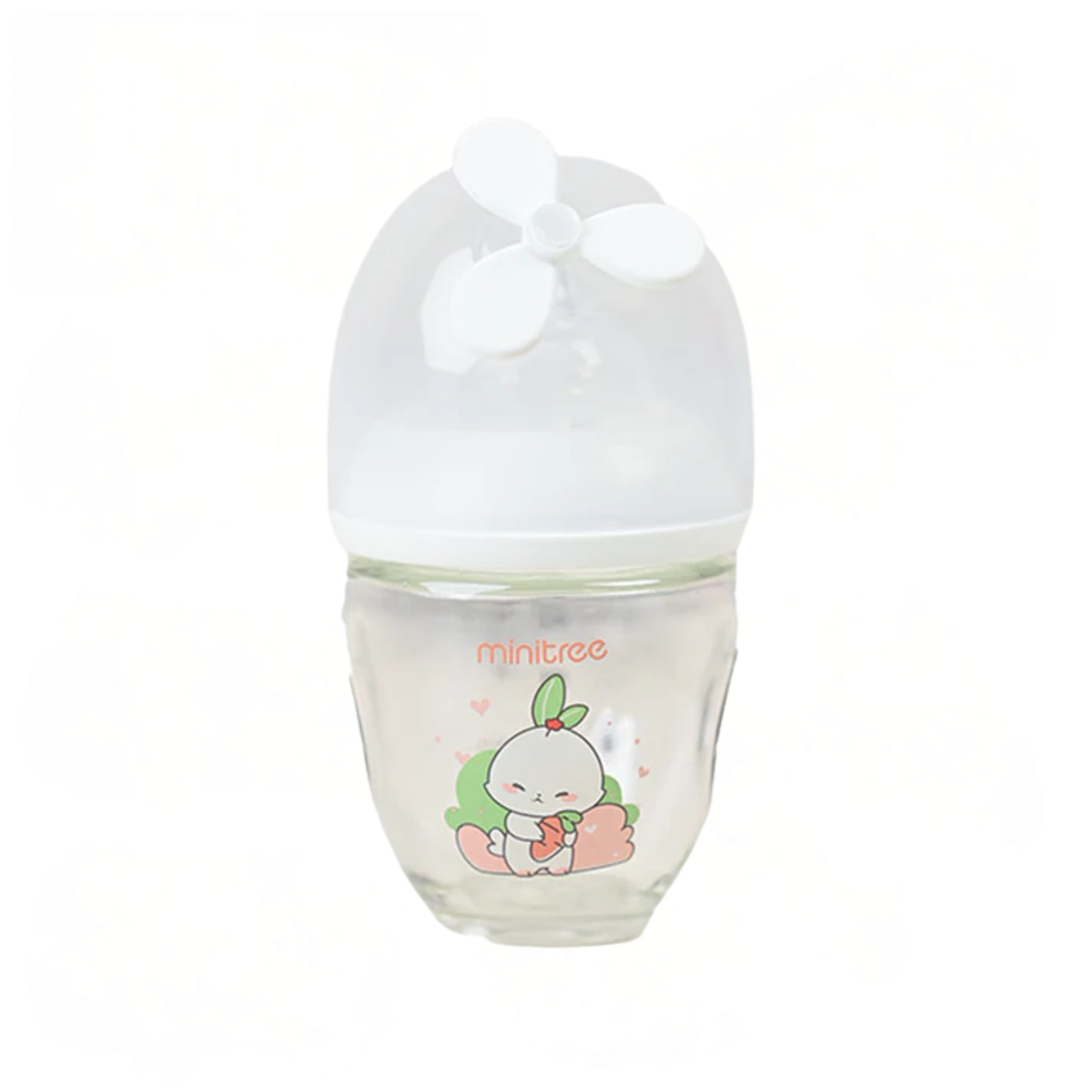 MiniTree PPSU baby feeder bottle with white flower cap and cute bear design – 100ml anti-colic and BPA-free bottle for infants.