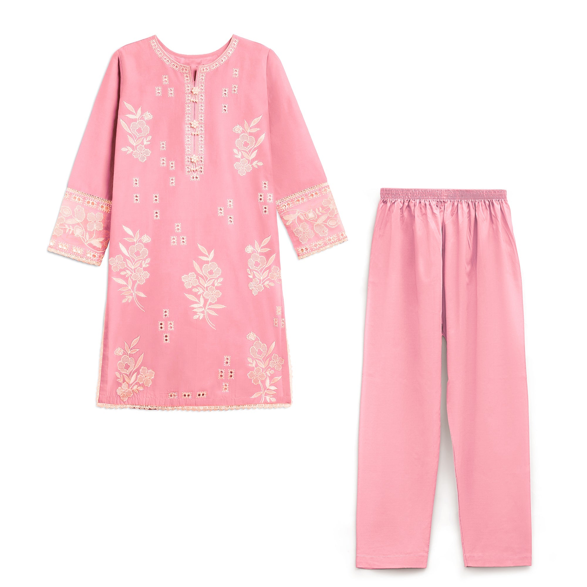 Baby pink 2 piece girl Lawn Suit