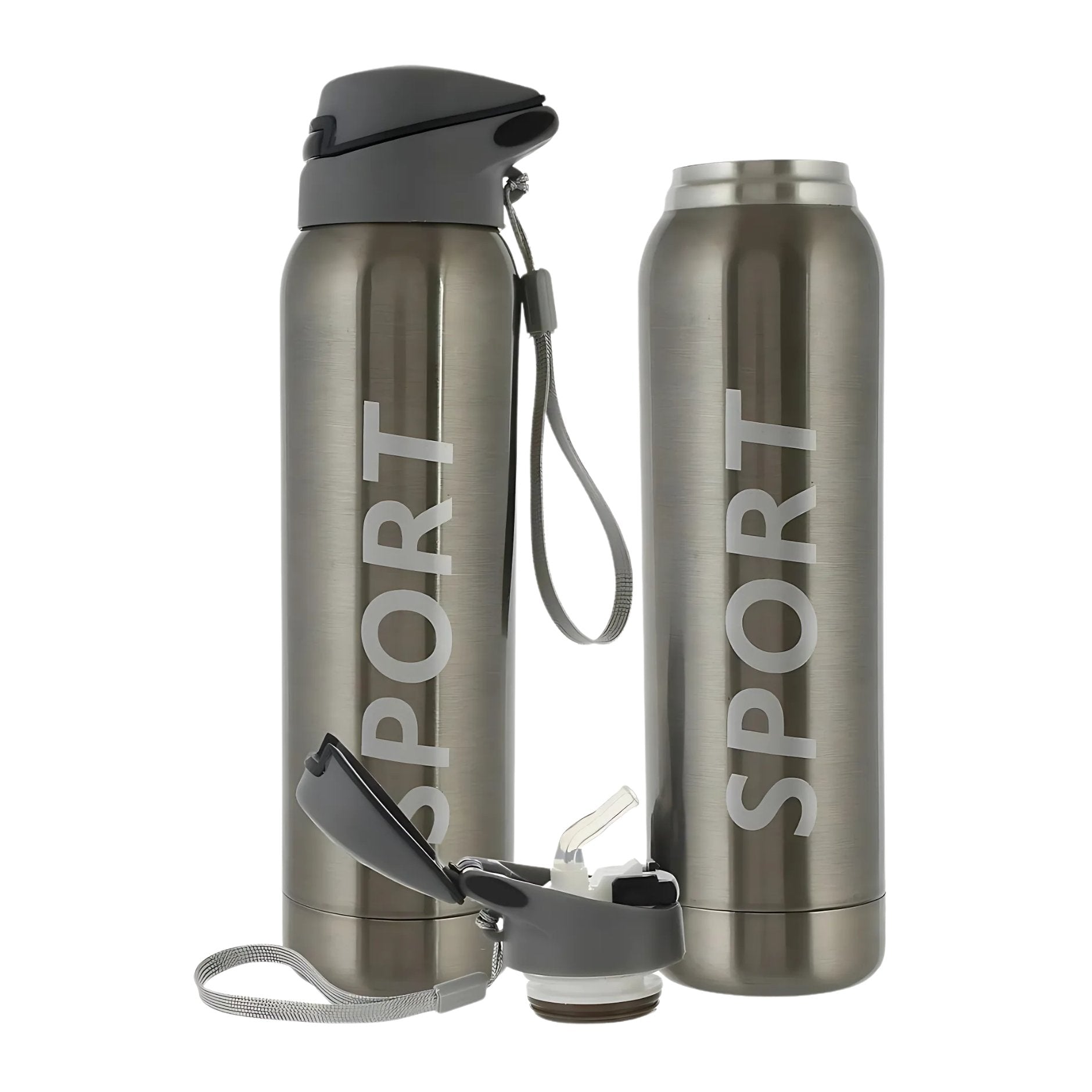stylish premium sport water bottles with leakproof flip-top lids in metallic colors – perfect for fitness and travel.