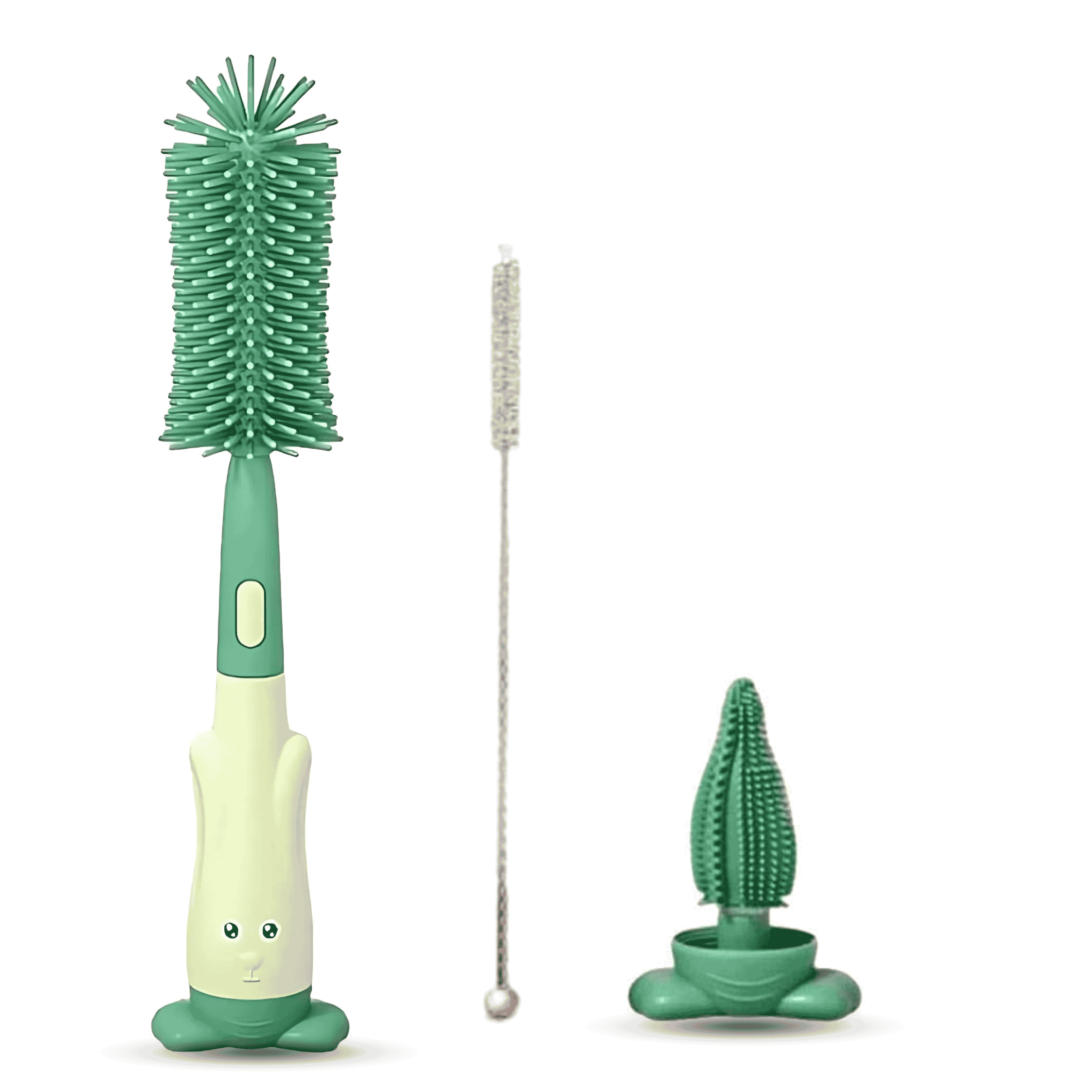 Silicone Baby Bottle and Nipple Cleaning Brush Set in Cute Animal Design – Yumzz.pk