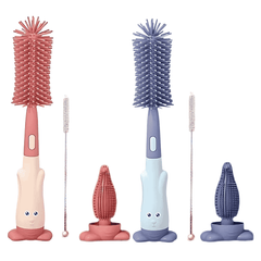 Silicone Baby Bottle and Nipple Cleaning Brush Set in Cute Animal Design – Yumzz.pk