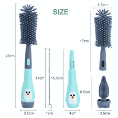 Silicone Baby Bottle and Nipple Cleaning Brush Set in Cute Animal Design – Yumzz.pk