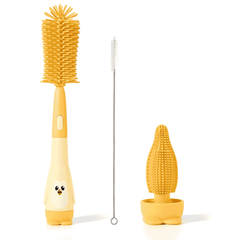 Silicone Baby Bottle and Nipple Cleaning Brush Set in Cute Animal Design – Yumzz.pk